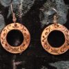 Hand Stamped Copper Hoop Earrings With Medicine Plant Designs 1"