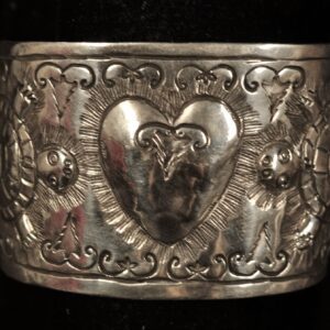 Small sterling cuff Heart with 2 turtles