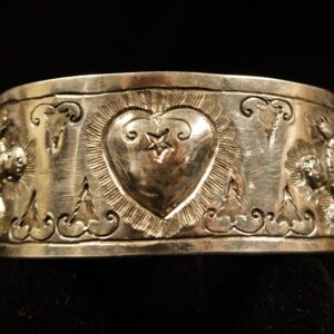 Front view of Cuff Sterling Silver Heart with 2 Turtles