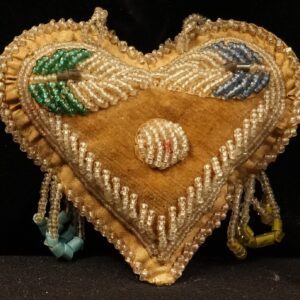 Niagara beadwork heart-shaped pin cushion vintage
