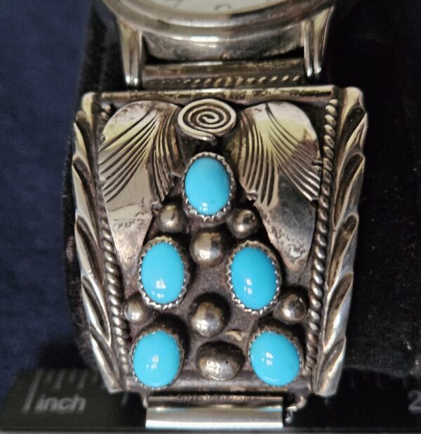 Watch Band - Vintage Sterling with Turquoise - Image 2