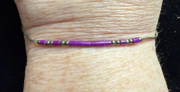 Bracelet Liquid Silver with Lavender/Purple Stone Beads