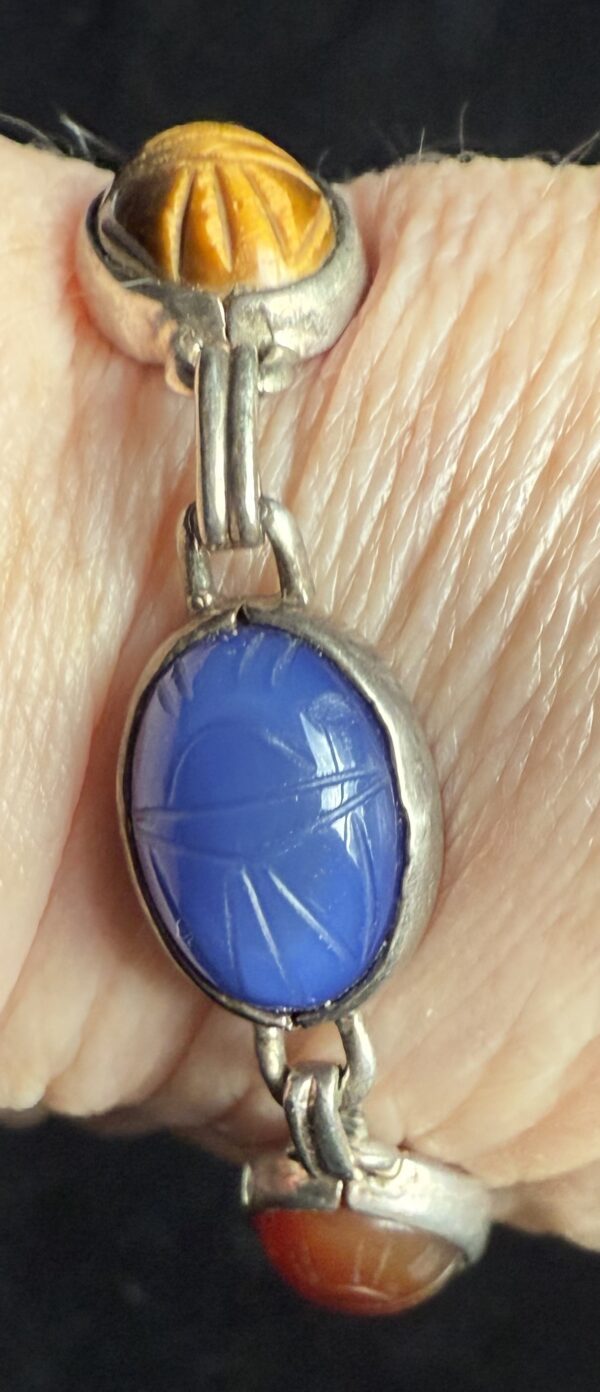 Scarab bracelet multiple types of carved stone - Image 4