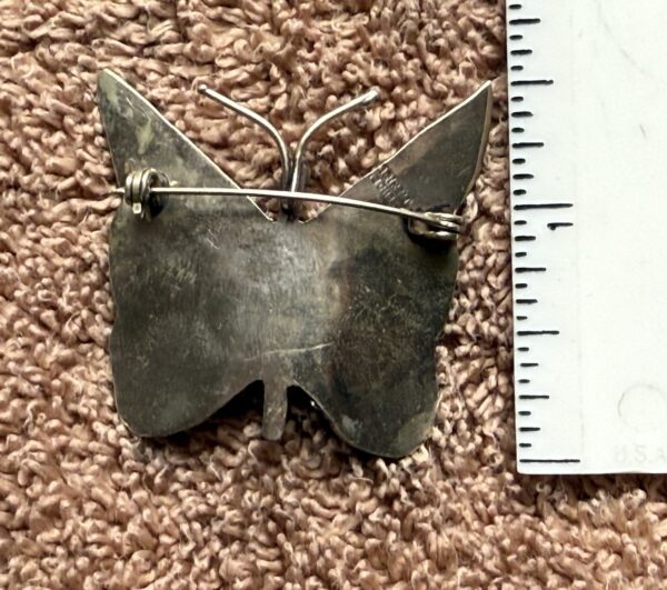 Vintage Butterfly Pin Silver & Abalone - Image 3
