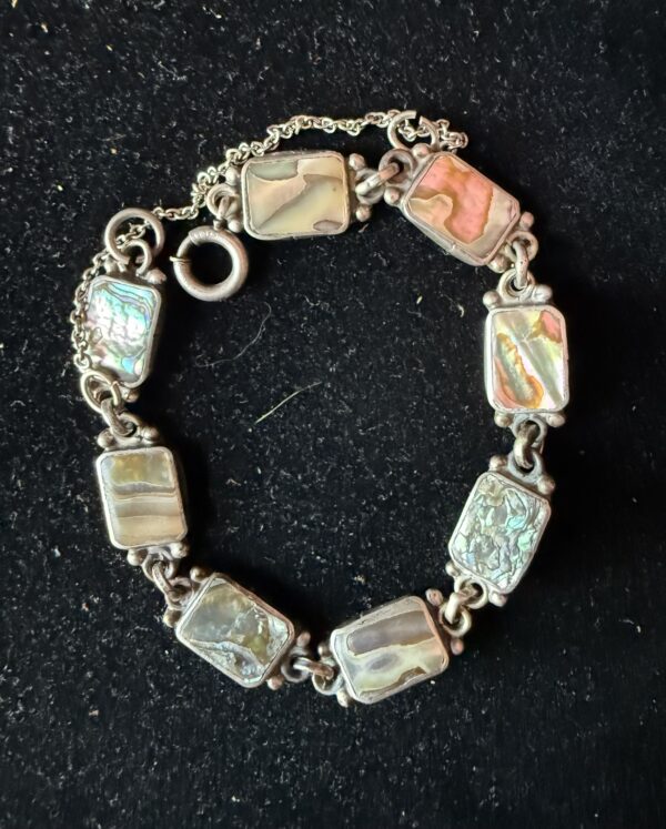 Sterling Silver & Abalone Bracelet 7"