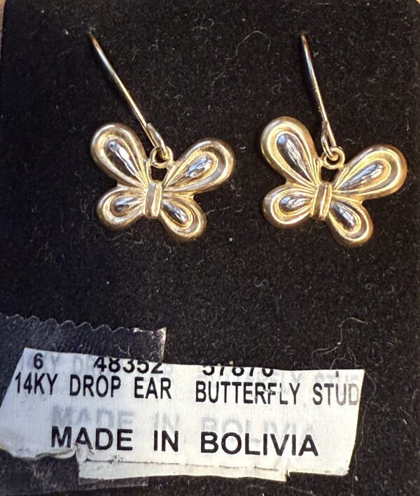 Butterfly 14K Dangle Earrings - Image 2