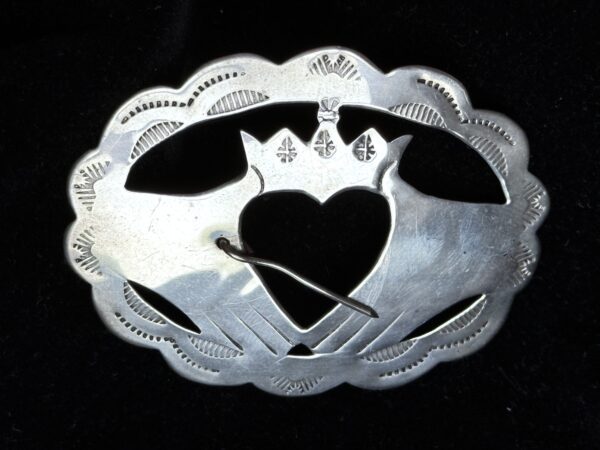 Vintage Sterling Brooch -  Heart & Crown