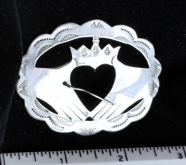 Vintage Sterling Brooch -  Heart & Crown - Image 2